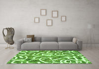 Machine Washable Abstract Green Modern Rug, wshabs1097grn