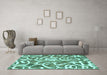 Machine Washable Abstract Turquoise Modern Area Rugs in a Living Room,, wshabs1097turq