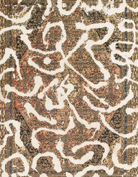 Machine Washable Abstract Deep Peach Orange Rug, wshabs1097