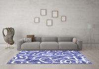 Machine Washable Abstract Blue Modern Rug, wshabs1097blu