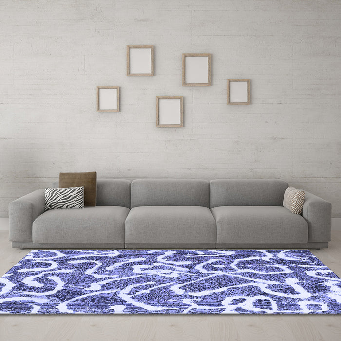 Machine Washable Abstract Blue Modern Rug in a Living Room, wshabs1097blu