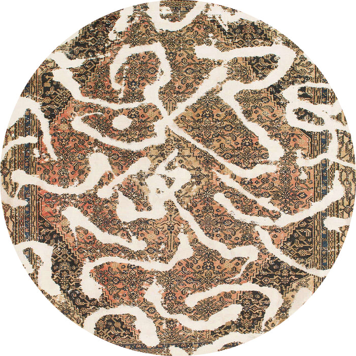 Square Abstract Deep Peach Orange Modern Rug, abs1097