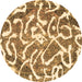 Round Abstract Brown Modern Rug, abs1097brn