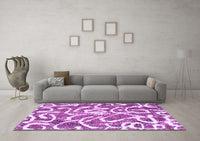 Machine Washable Abstract Purple Modern Rug, wshabs1097pur