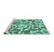 Sideview of Machine Washable Abstract Turquoise Modern Area Rugs, wshabs1097turq