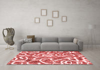 Machine Washable Abstract Red Modern Rug, wshabs1097red