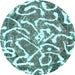 Round Abstract Light Blue Modern Rug, abs1097lblu