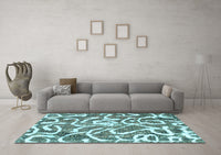 Machine Washable Abstract Light Blue Modern Rug, wshabs1097lblu