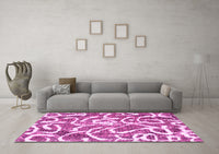 Machine Washable Abstract Pink Modern Rug, wshabs1097pnk