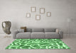 Machine Washable Abstract Emerald Green Modern Area Rugs in a Living Room,, wshabs1097emgrn