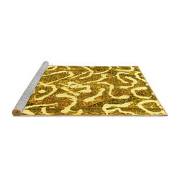 Sideview of Machine Washable Abstract Yellow Modern Rug, wshabs1097yw