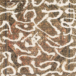 Round Abstract Deep Peach Orange Modern Rug, abs1097