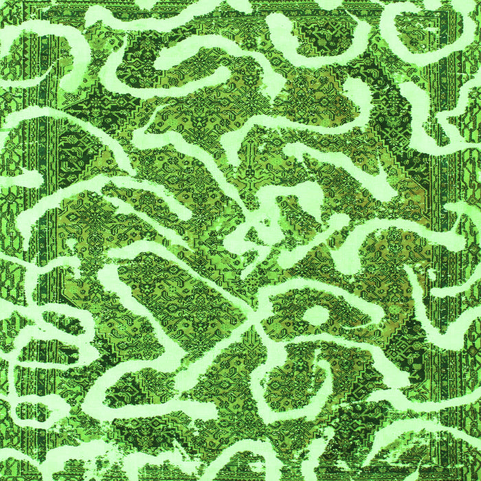 Square Machine Washable Abstract Green Modern Area Rugs, wshabs1097grn