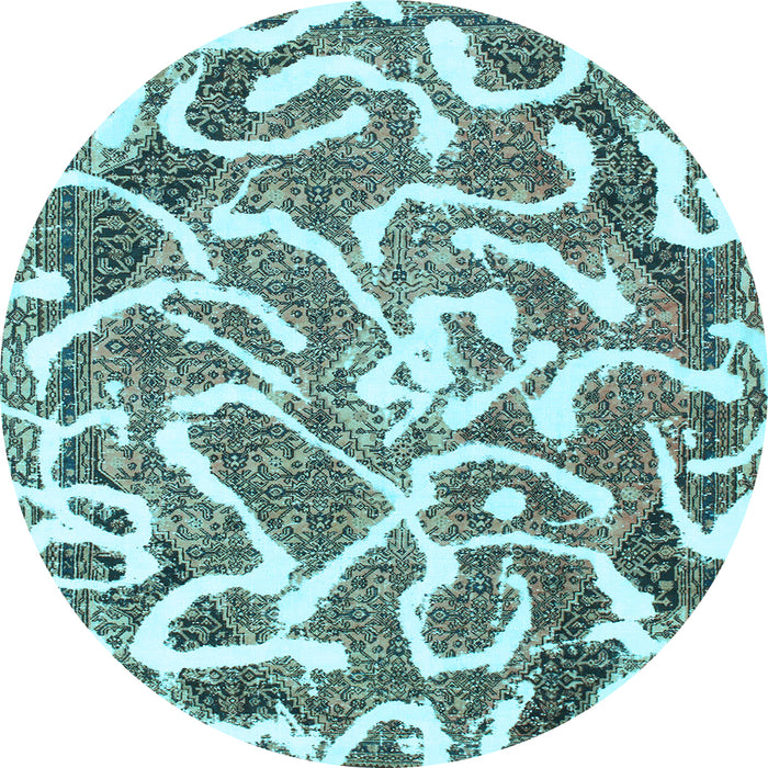 Round Machine Washable Abstract Light Blue Modern Rug, wshabs1097lblu