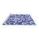 Sideview of Machine Washable Abstract Blue Modern Rug, wshabs1097blu