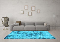 Machine Washable Abstract Light Blue Modern Rug, wshabs1098lblu