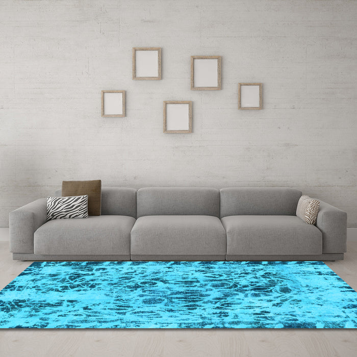 Machine Washable Abstract Light Blue Modern Rug in a Living Room, wshabs1098lblu