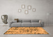 Machine Washable Abstract Orange Modern Area Rugs in a Living Room, wshabs1098org