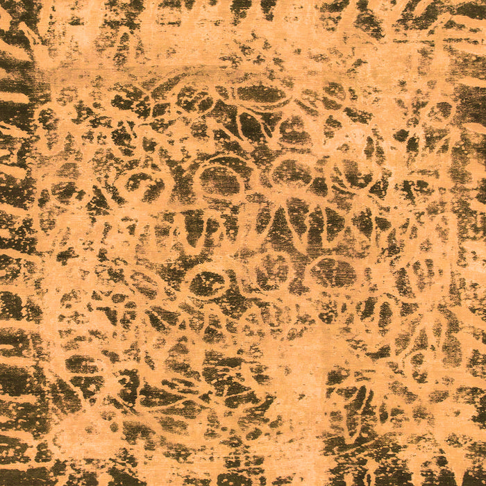 Square Machine Washable Abstract Orange Modern Area Rugs, wshabs1098org