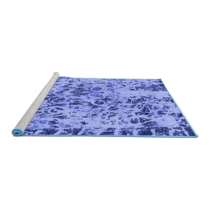 Sideview of Machine Washable Abstract Blue Modern Rug, wshabs1098blu