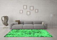 Machine Washable Abstract Green Modern Rug, wshabs1098grn