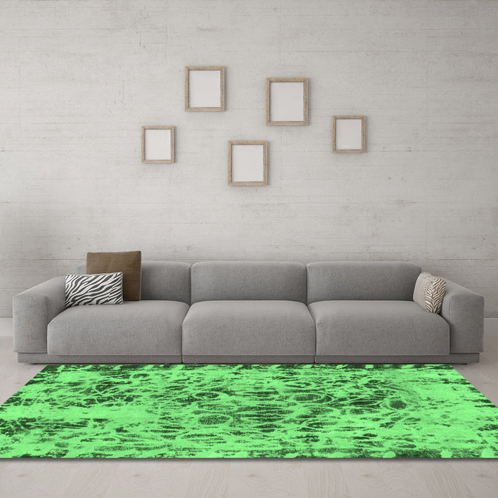 Machine Washable Abstract Emerald Green Modern Area Rugs in a Living Room,, wshabs1098emgrn