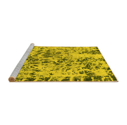 Sideview of Machine Washable Abstract Yellow Modern Rug, wshabs1098yw