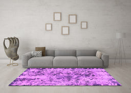 Machine Washable Abstract Pink Modern Rug in a Living Room, wshabs1098pnk