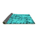 Sideview of Abstract Turquoise Modern Rug, abs1098turq