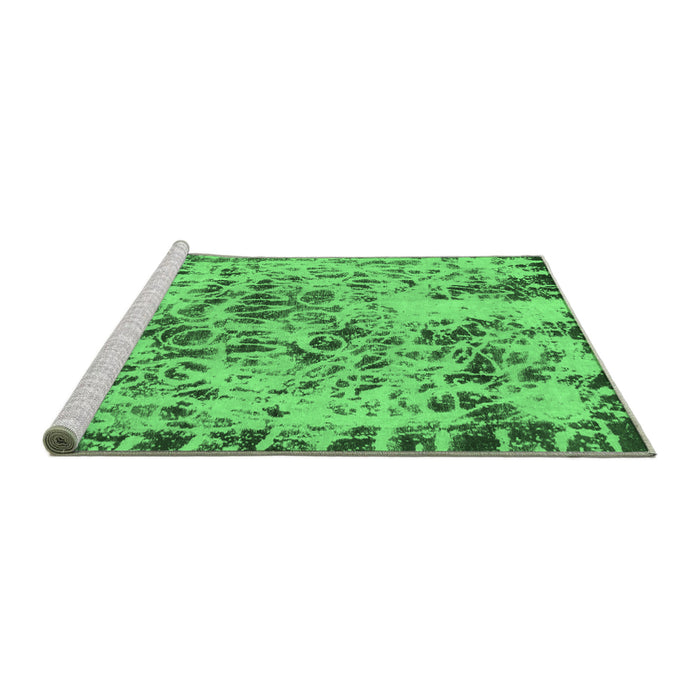 Sideview of Machine Washable Abstract Emerald Green Modern Area Rugs, wshabs1098emgrn