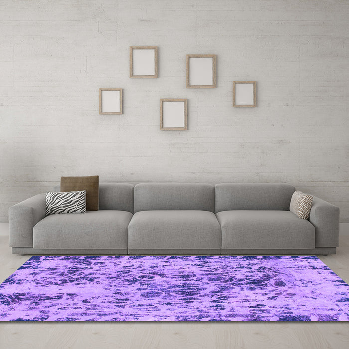 Machine Washable Abstract Purple Modern Area Rugs in a Living Room, wshabs1098pur