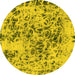 Round Machine Washable Abstract Yellow Modern Rug, wshabs1098yw