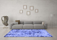 Machine Washable Abstract Blue Modern Rug, wshabs1098blu