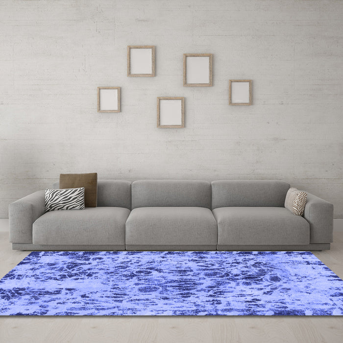 Machine Washable Abstract Blue Modern Rug in a Living Room, wshabs1098blu