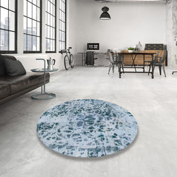 Abstract Steel Blue Modern Rug in a Bedroom, abs1098