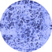 Round Abstract Blue Modern Rug, abs1098blu