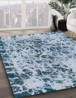 Machine Washable Abstract Steel Blue Rug in a Family Room, wshabs1098