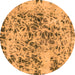 Round Machine Washable Abstract Orange Modern Area Rugs, wshabs1098org