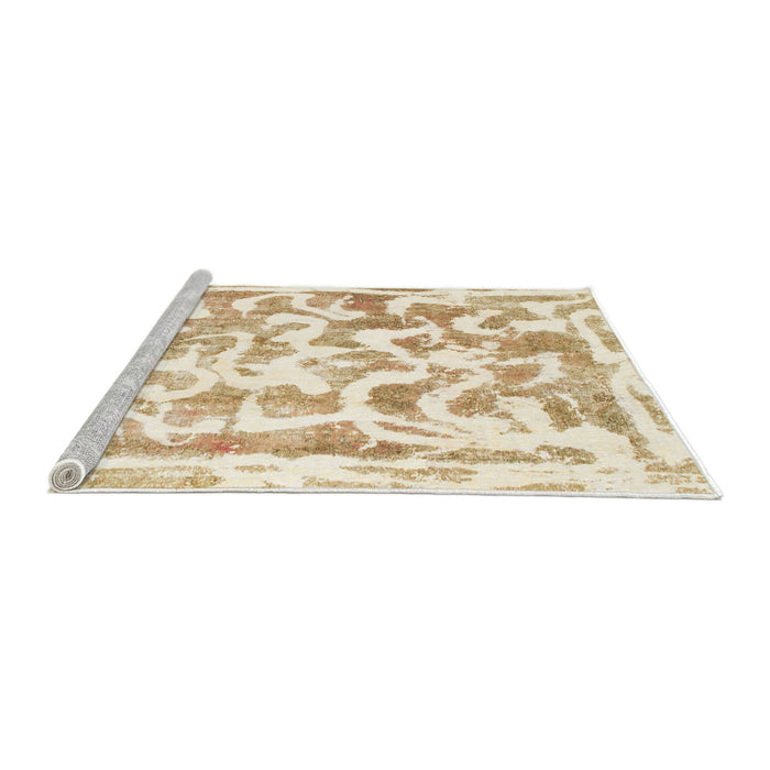 Sideview of Machine Washable Abstract Moccasin Beige Rug, wshabs1099