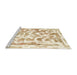 Sideview of Machine Washable Abstract Moccasin Beige Rug, wshabs1099