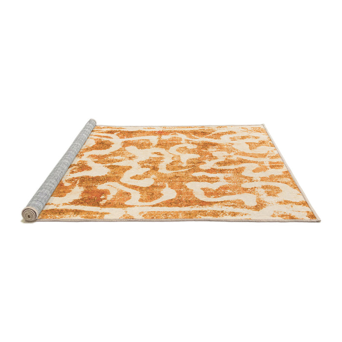 Sideview of Machine Washable Abstract Orange Modern Area Rugs, wshabs1099org