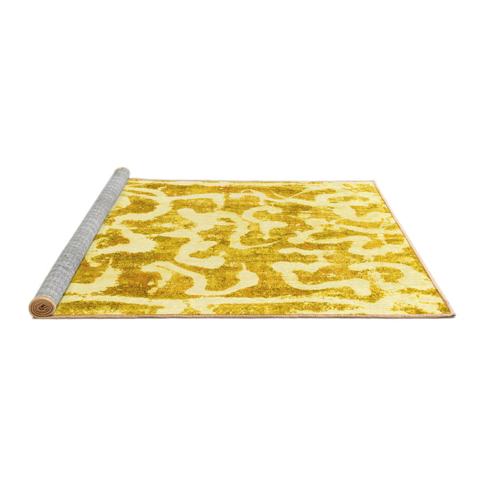 Sideview of Machine Washable Abstract Yellow Modern Rug, wshabs1099yw