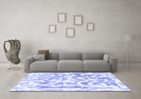 Machine Washable Abstract Blue Modern Rug, wshabs1099blu