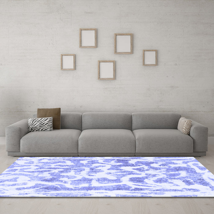 Machine Washable Abstract Blue Modern Rug in a Living Room, wshabs1099blu