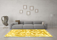 Machine Washable Abstract Yellow Modern Rug, wshabs1099yw