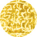 Round Abstract Yellow Modern Rug, abs1099yw