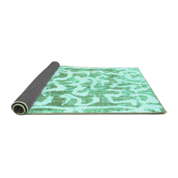Sideview of Abstract Turquoise Modern Rug, abs1099turq