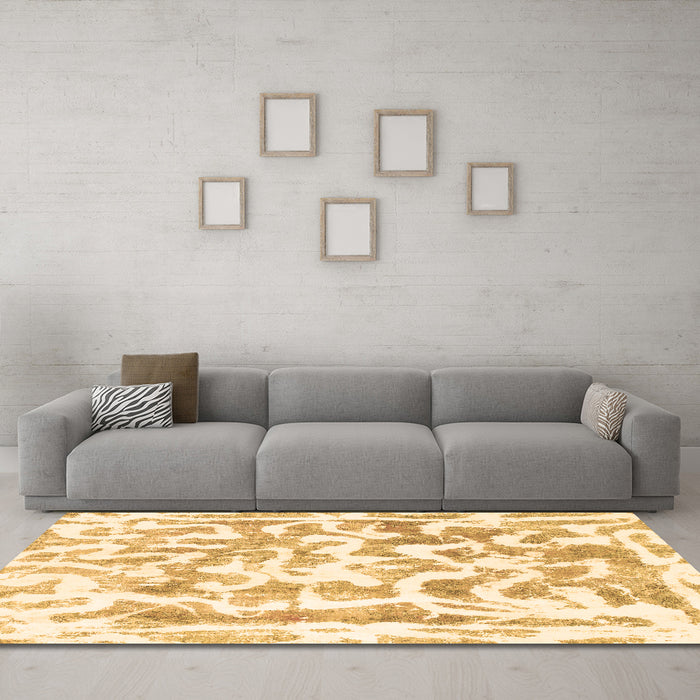 Machine Washable Abstract Brown Modern Rug in a Living Room,, wshabs1099brn