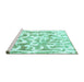 Sideview of Machine Washable Abstract Turquoise Modern Area Rugs, wshabs1099turq