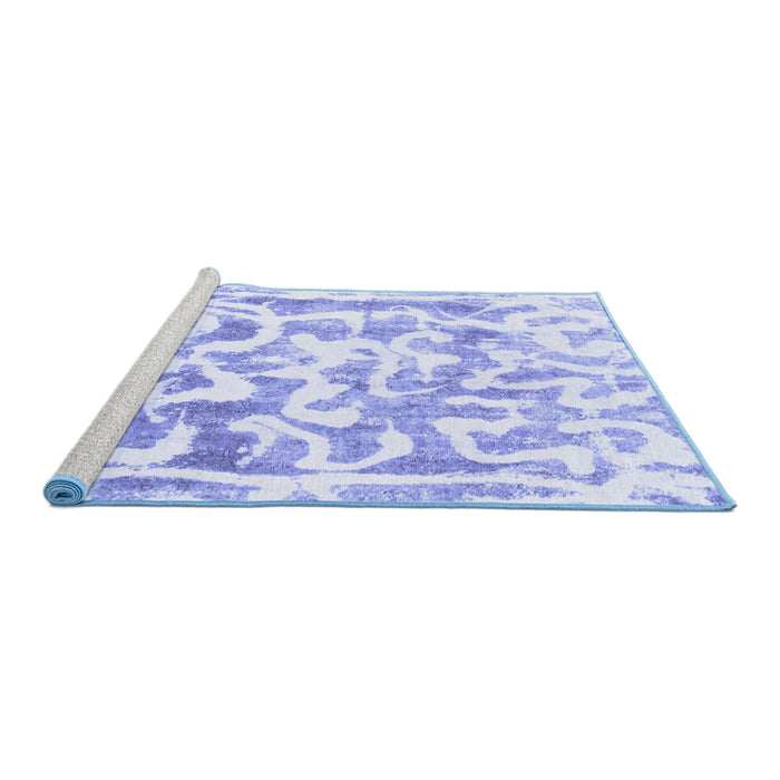 Sideview of Machine Washable Abstract Blue Modern Rug, wshabs1099blu